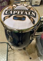 Large blue wood drum with a Washington Capitals