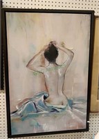 Large framed women nude print with clear and
