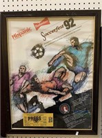 Framed soccer poster for Soccer First 1992,