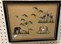 Original oil painting on paper - African scene