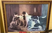 Large framed print of dogs on a hunt - measures 45