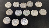 Coins - lot of 13 1960s Kennedy half dollars -
