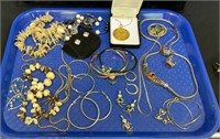Tray lot includes costume and sterling silver