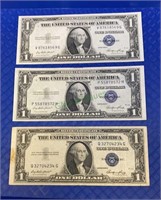 Currency - a lot of 3- $1 silver