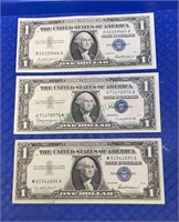 Currency - lot of 3- $1 dollar silver