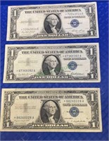 Currency - lot of 3- $1 silver