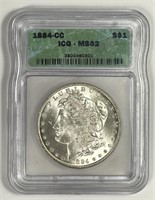 1884-CC Morgan Silver Carson City $1 ICG MS62