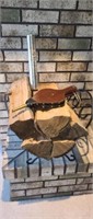 Wrought iron firewood holder, fireplace Bellows,