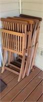 4 teak wood folding chairs