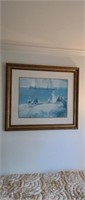 Large ornate signed matted ocean beach wall print