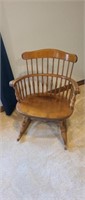 Vintage solid wood curved back rocking chair
