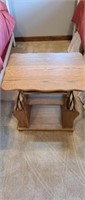 Solid oak rolling end table with built-in