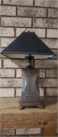 Decorative 15 in cast metal C9 table lamp, top of