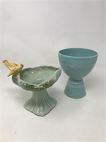 Vtg McCoy Bird Bath & Vase