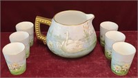 Hand Painted Pitcher(Bavaria) and Cups(Germany)