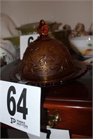 Tiara Amber Glass Lidded Bowl