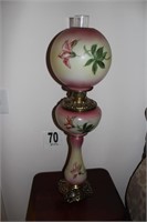 Vintage Hand Painted Tall Parlor Lamp 32"