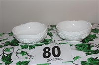 2 Small Milk Glass Bowls