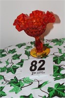 Glass Vase and Fenton Ruffled Candy Dish