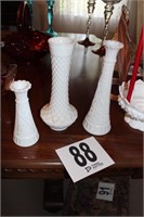 3 Milk Glass Vases