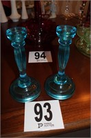 Blue Glass Candle Sticks