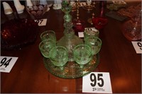 Tira Green Glass Decanter and Cups