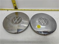 2 vintage vw hubcaps