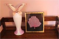 Framed Coral & Butterfly Vase
