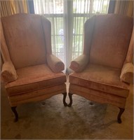Garrets Pair of Peach High Back Chairs