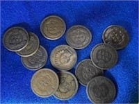 12- Indian Head Cents 1880 to 1907