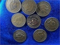 8- Ex-Nice Fine-Very Fine Shape Indian Head Cents