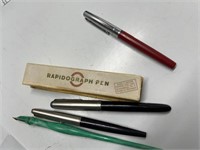 4 Fountain Pens - 1 Radiograph Pen