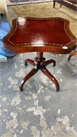 Square Mahogany Leather Top Side Table