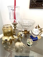 Group of Brass, Clock, Elephants and more