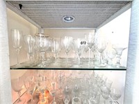 2 Shelf Lot ~ Crystal Glasses, etc