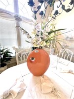 Salmon Colored Vase with flowers 28 Tall