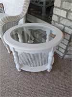 Vintage Oval 2 Tier Table ~ Cane bottom