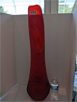 Vintage Art Glass Red Vase 30 Tall