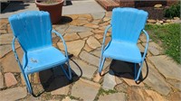 Set 2 Blue Vintage Metal Chairs