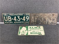 '53, '55, & '56 Michigan License Plates