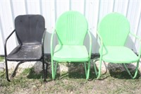 3 Metal Lawn Chairs