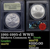 1991-1995-d WWII Modern Commem Dollar $1 Graded ms