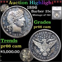 Proof ***Auction Highlight*** 1896 Barber Quarter