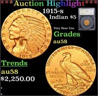 ***Auction Highlight*** 1915-s Gold Indian Half Ea