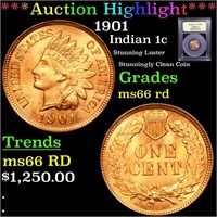 ***Auction Highlight*** 1901 Indian Cent 1c Graded