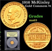 1916 McKinley Gold Commem Dollar 1 Graded Select U