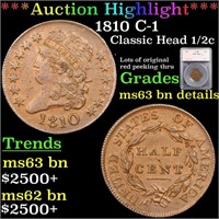 ***Auction Highlight*** 1810 Classic Head half cen