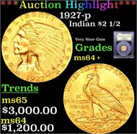 ***Auction Highlight*** 1927-p Gold Indian Quarter