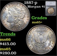 1887-p Morgan Dollar 1 Graded ms65+ By SEGS