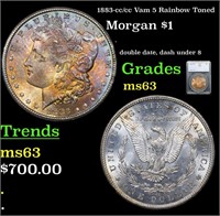 1883-cc/cc Morgan Dollar Vam 5 Rainbow Toned 1 Gra